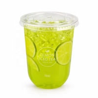 Gobelets jetables Chuangmei en PET à paroi simple avec couvercle, logo personnalisé, 20 oz, en forme de U, pour café, jus, thé et champagne