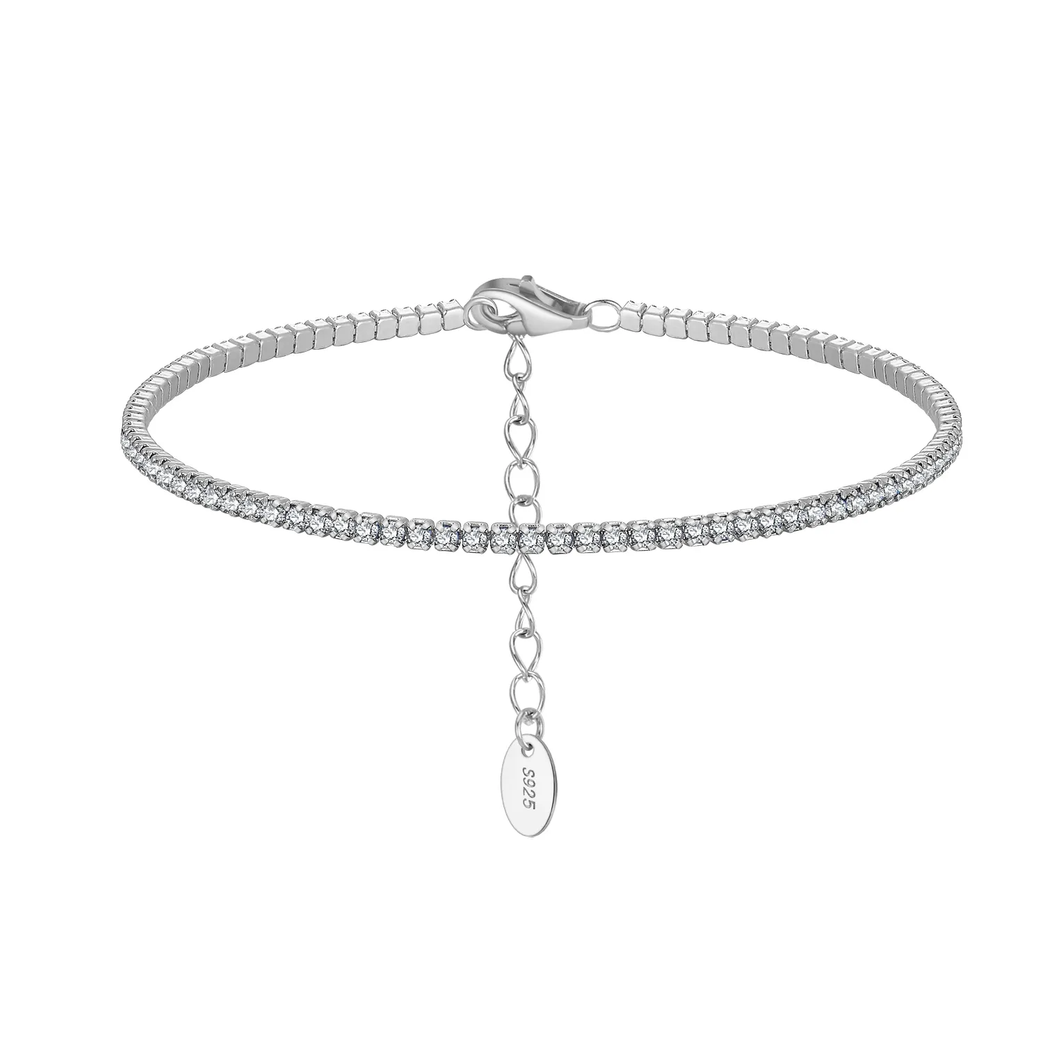 Nouveaux Designs Couleur CZ Bracelet De Tennis Réglable Zircon Cubique 925 Bracelet De Tennis En Argent