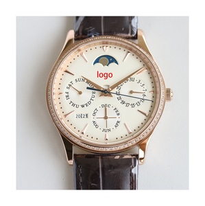 Reloj Mecánico Automático para Hombre, Diseño Moderno en Oro Rosa, Correa de Cuero Marrón, Fase Lunar, Calendario, Resistente al Agua, Estilo Ejecutivo - Product Image 1