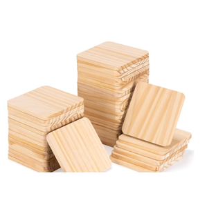 แผ่นไม้สนรูปทรงสี่เหลี่ยมและวงกลมสำหรับงาน DIY ตกแต่งบ้าน งานฝีมือติดผนัง - Product Image 2