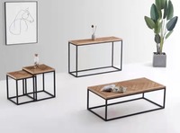 Table d'appoint carrée de style européen populaire 2026, table basse rectangulaire moderne de luxe en bois