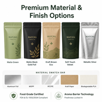 Sachet Doypack Personnalisé pour Matcha, en Aluminium, Anti-Lumière, Anti-Humidité, Refermable avec Fermeture Éclair, Qualité Alimentaire, Tailles Personnalisées
