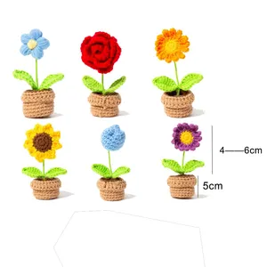 크로 셰 뜨개질 꽃 인공 해바라기 꽃다발 크로 셰 뜨개질 꽃 꽃다발 가정 장식 결혼식을위한 니트 인공 꽃 12 월