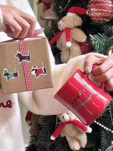 New Holiday Business Gift Box Custom Snowman Christmas Red/Green Ceramic Mug Environmentally Friendly Spoon Durable 301-400ml - Product Image 6