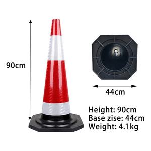 Groothandel 90Cm Hoge Kwaliteit Rubber Verkeerskegels Wit Reflecterend Tape Waarschuwingslicht Voor Verkeersveiligheid - Product Image 3