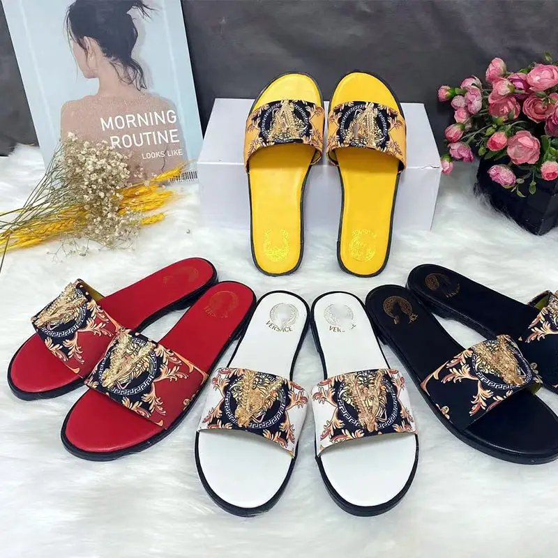 New Latest Fancy Spring And Summer Brand New Metal Leisure Flat Sandals Women's Shoes Fashion Ladies Shoes Slippers Sandals