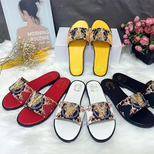 New Latest Fancy Spring And Summer Brand New Metal Leisure Flat Sandals Women's Shoes Fashion Ladies Shoes Slippers Sandals