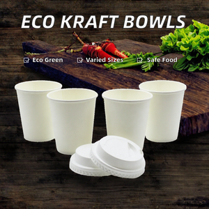 Gobelets en papier kraft jetables avec couvercle, à paroi simple, biodégradables, compostables, pour la restauration, boissons chaudes, logo personnalisé - Product Image 2
