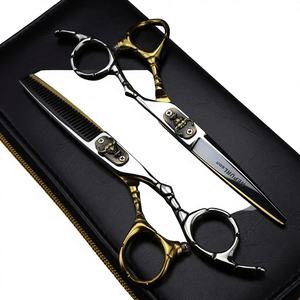 Tijeras de Peluquería FNT-11 Nepson de 6.0 Pulgadas, Estilo Cabeza de Vaca, Planas y Dentadas, Color Blanco, Dorado, Negro, Azul 05-5 - Product Image 1