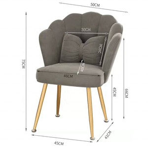 Shell Petal Velvet Eco-friendly Vanity <b>Chair</b> with Adjustable Height Gold Metal Legs for Apartment <b>Bedroom</b> Nail Salon - Product Image 5