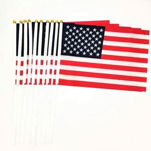 Polyester CMYK Color Silk <b>Screen</b> Printed World American Hand Waving Flag for Sports Events with Plastic Pole and Custom Shape - Product Image 3