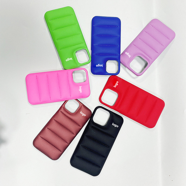 New Arrival Fashion Trends Leather Down Jacket Puffer Phone Case Shockproof Waterproof Features for X 11 12 13 14 Pro Max