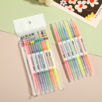 Surligneur créatif double-tête bicolore effaçable pour étudiants, marqueur artistique en PET, plusieurs couleurs