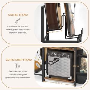 Stockage de disques vinyles à 3 niveaux pour 200 albums, <span class=keywords><strong>support</strong></span> d'ampli basse pour <span class=keywords><strong>guitare</strong></span> électrique acoustique, <span class=keywords><strong>support</strong></span> de tourne-disque et table d'<span class=keywords><strong>amplificateur</strong></span> de haut-parleur - Product Image 4