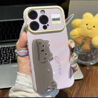 Étui de téléphone mignon avec support, compatible avec divers modèles, design en forme de cœur sur le côté, grande fenêtre