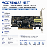 Adaptateur réseau Ethernet InfiniBand MCX755106AS-HEAT Connect X-7 NDR200 200GbE double port QSFP112 PCIe 5.0 X16 B3220 0RYMTY