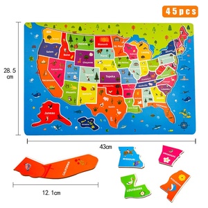 Puzzle Mappamondo in Legno 33 Pezzi, Gioco Educativo per l'Apprendimento della Geografia in Inglese per Bambini dai 4 ai 6 Anni - Product Image 3