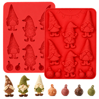 SILIKOLOVE Moule à gâteau en silicone antiadhésif personnalisé en forme de gnome de Noël à 6 cavités, sans BPA, certifié LFGB Platinum