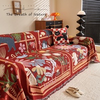 Nouvelle Housse de Canapé Luxe Rouge Florale Respirante Élastique Anti-Rayures pour Chat, Couverture Intégrale Monobloc Haut de Gamme