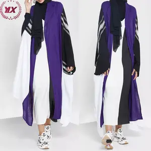 New Tradition Modest Modern Exclusive Classic Mix Color Block Black Shiny Beaded Embellishment Soft Polyester Ramadan Abaya