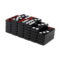 Ensemble de jeu de points de couleur acrylique noir Double 6 dominos Lucite rouge et blanc point Double Six Domino Acrilico