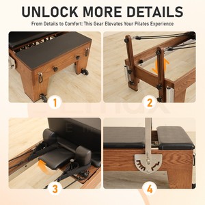 Nuovo Prodotto Attrezzatura Fitness in Legno per Palestra Domestica, Reformer Pilates Due-in-Uno con Torre Semi-elevata - Product Image 4