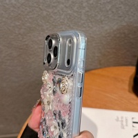 Coque de téléphone portable de luxe avec fleurs en cristal 3D et diamants pour iPhone 11 12 13 14 15 16 17 Pro Max, protection anti-rayures