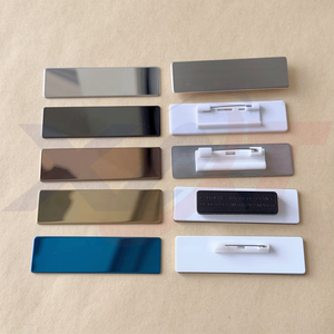 Custom Blank Badge Base Accessories Wholesale Mirror Electroplated <b>Metal</b> Brooch Silver Brushed Magnetic Badge Raw Materials - Product Image 5