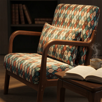 Fauteuil de salon moderne rétro de style mid-century, éco-responsable, avec base en bois massif, tissu luxueux, ergonomique, pour la maison, le bureau, la salle à manger, la chambre à coucher