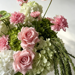 Pastel Pink White Green Silk Handmade Modern Artificial Flower Wedding Aisle Road Lead <b>Decor</b> - Product Image 3