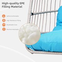 Fauteuil inclinable d'extérieur résistant aux intempéries, siège individuel, coussin bleu doux, chaise suspendue pliable en rotin pour jardin