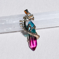 Pendentif dragon en cristal naturel, pierre hexagonale, motif dragon, œil de tigre multicolore, collier à faire soi-même, bijoux