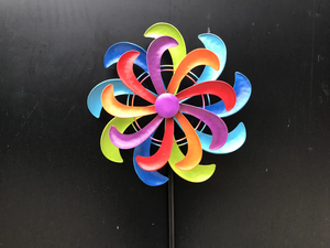 Ornements de jardin en métal cinétique double RSF, fleurs colorées, 35 éoliennes à vent, diamètre 38 cm, modèle facile à installer # 53 - Product Image 6