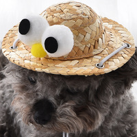 Sombrero de Paja para Mascotas con Hélice de Bambú, Divertido Sombrero de Sol con Diseño de Dibujos Animados para Perros, Gatos y Animales Pequeños, Accesorios para Fiestas