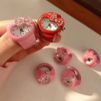 Sanrio Hello Kitty Kawaii Horloge Anneau Arc Diamant Mignon Simple Mode Y2k Anneau Polyvalent Coloré Anneau Montre Cadeau Exquis