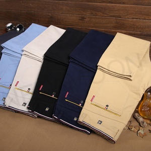 Men's Straight Cotton Casual <b>Pants</b> Youth Fashion Slim Fit Solid Color Men's Trousers - Product Image 3