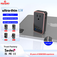 FOXCAN Chargeur mural universel multi-ports 7-en-1 ultra-fin PD 45W à charge rapide avec 3 USB-C + 1 USB-A pour les voyages