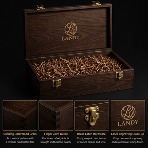<span class=keywords><strong>Caja</strong></span> de <span class=keywords><strong>Madera</strong></span> de Nogal Oscuro de Alta Gama para Cigarros y Whisky, <span class=keywords><strong>con</strong></span> <span class=keywords><strong>Tapa</strong></span> <span class=keywords><strong>con</strong></span> Bisagras y Cierre Metálico, Estuche de Regalo de Lujo - Product Image 2