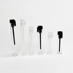 1ml2ml3ml ריק בושם מדגם בקבוקי מיני זכוכית Refillable מדגם בקבוקון מכולות עם מכסה שחור