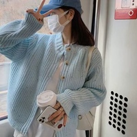 2025 estilo caliente cárdigan de mujer Color sólido de un solo pecho manga larga cuello redondo Casual venta al por mayor abrigo de manga larga