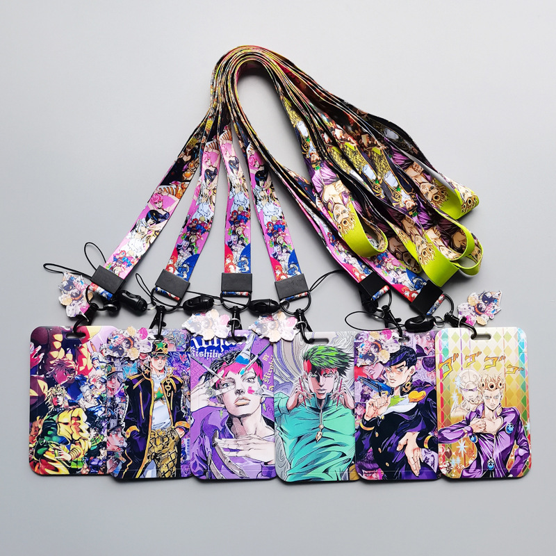 Lanyard Japanese Anime Cool Cartoon JoJo's Adventure Card Holder Student ID Name Badge Card Case Accessories Card Cover Lanyards