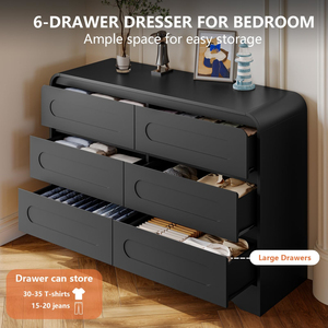 Wide Modern Dressers Chest <b>Drawers</b> Curved Profile Design Eco-Friendly Wood Storage for Bedroom Living Room Space-Saving Clothes - Product Image 2