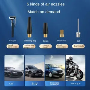 Pompe à air électrique portable sans fil pour voiture Compresseur d'air tactile numérique 150PSI Convient pour voiture moto