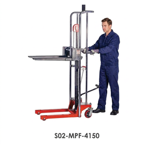 Transpalette manuel hydraulique Tayo, neuf, à pédale, capacité 400 kg, hauteur de levage 1,5 m, fourches 650 mm, fourches de chariot élévateur, approvisionnement direct usine - Product Image 1