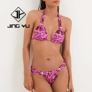 Factory Wholesale Women Luxury <b>Metal</b> Accessories Bikini Designer Custom Recycled Nylon Bikini Set - Product Image 1