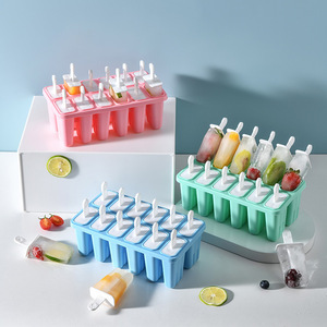 Eco-Friendly 12-Cavity <b>Silicone</b> Ice Cream Popsicle Mold Easy-to-Release Lid Cube Shape for Ice Cube Tray Food Preparation <b>Tools</b> - Product Image 4