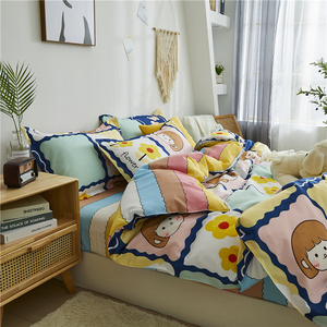 Set <span class=keywords><strong>Copripiumino</strong></span> in Microfibra 4 Pezzi per Bambine con Stampa Floreale e Cartoni Animati, Stile Americano per Uso Domestico - Product Image 2