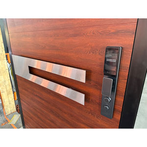 Porte d'entrée en aluminium à impression <span class=keywords><strong>de</strong></span> grain <span class=keywords><strong>de</strong></span> bois <span class=keywords><strong>de</strong></span> Géorgie au design moderne avec serrure intelligente 304 <span class=keywords><strong>poignée</strong></span> <span class=keywords><strong>de</strong></span> sécurité à pivot extérieur pour les maisons - Product Image 4