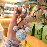 À la mode Mickey Bowknot Voiture Porte-clés Unique Diamant Style Porte-clés Amour Coeur Beau Couple Cristal Verre Porte-clés