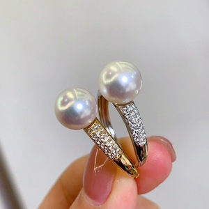 Bague en argent S925 simple et luxueuse avec perle naturelle de 9-10 mm, fabrication artisanale en or, super conservation de la couleur, boîte cadeau incluse - Product Image 3